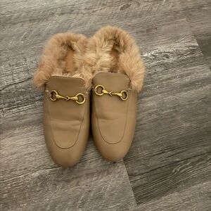 Tan Horsebit Mules
